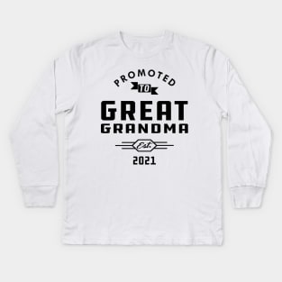 New Great Grandma - Promoted to great grandma est, 2021 Kids Long Sleeve T-Shirt